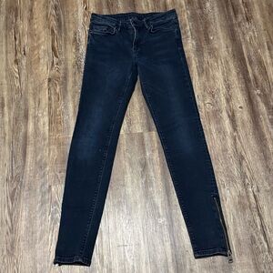 AllSaints Rail Jeans Women's 27 Side Zip Skinny Fit Blue Black Designer Denim